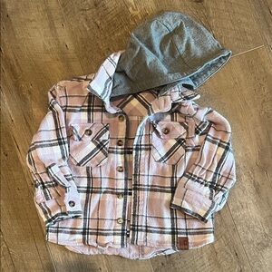 Kids Lavender Plaid Hooded Jacket